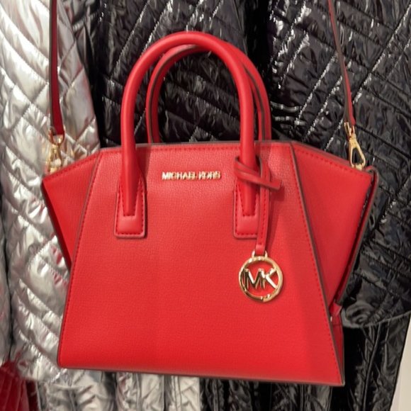 Michael Kors Avril Small Leather Top-Zip Satchel Color Flame - Picture 1 of 16